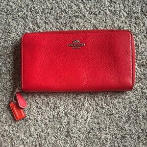 Coach Red Leather Zip Wallet